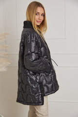 Quilted down jacket with wool