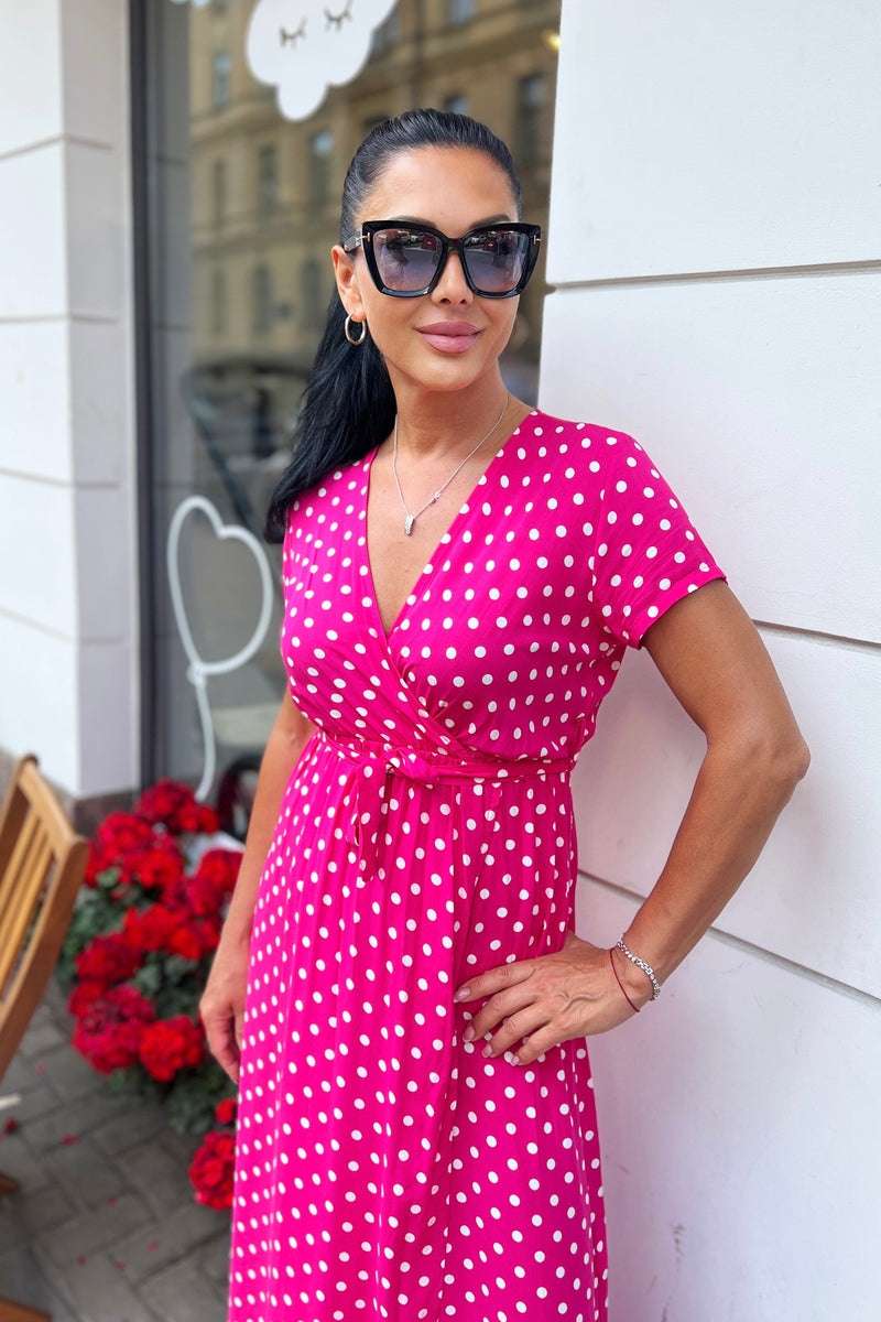 Polka dot wrap dress