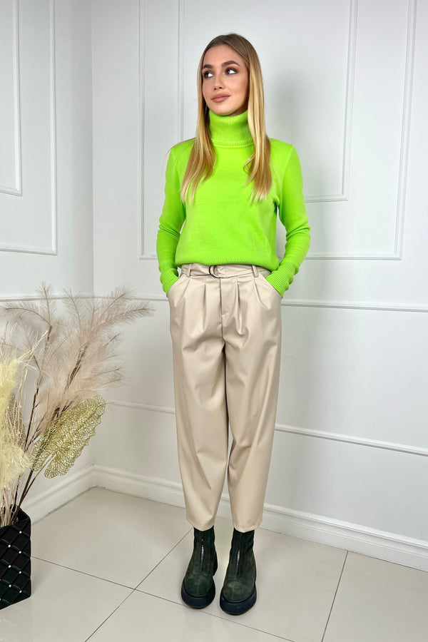 Eco leather trousers with belt