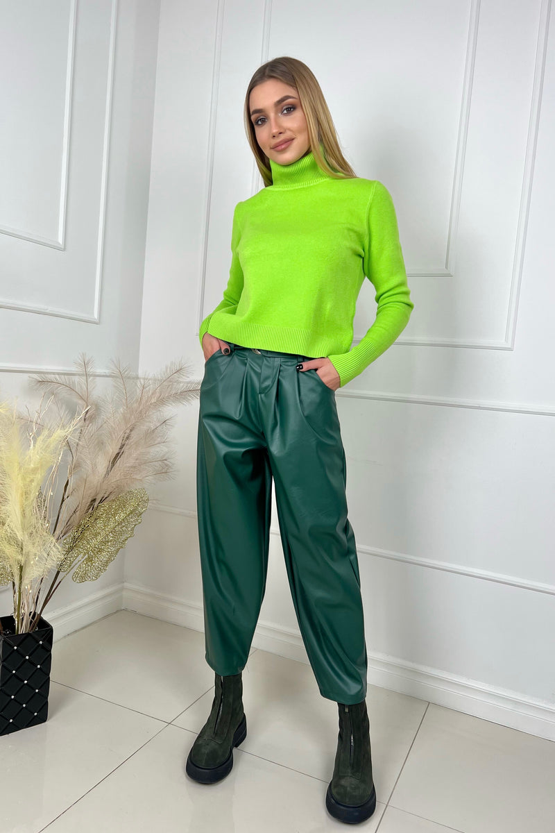 Eco leather trousers with belt
